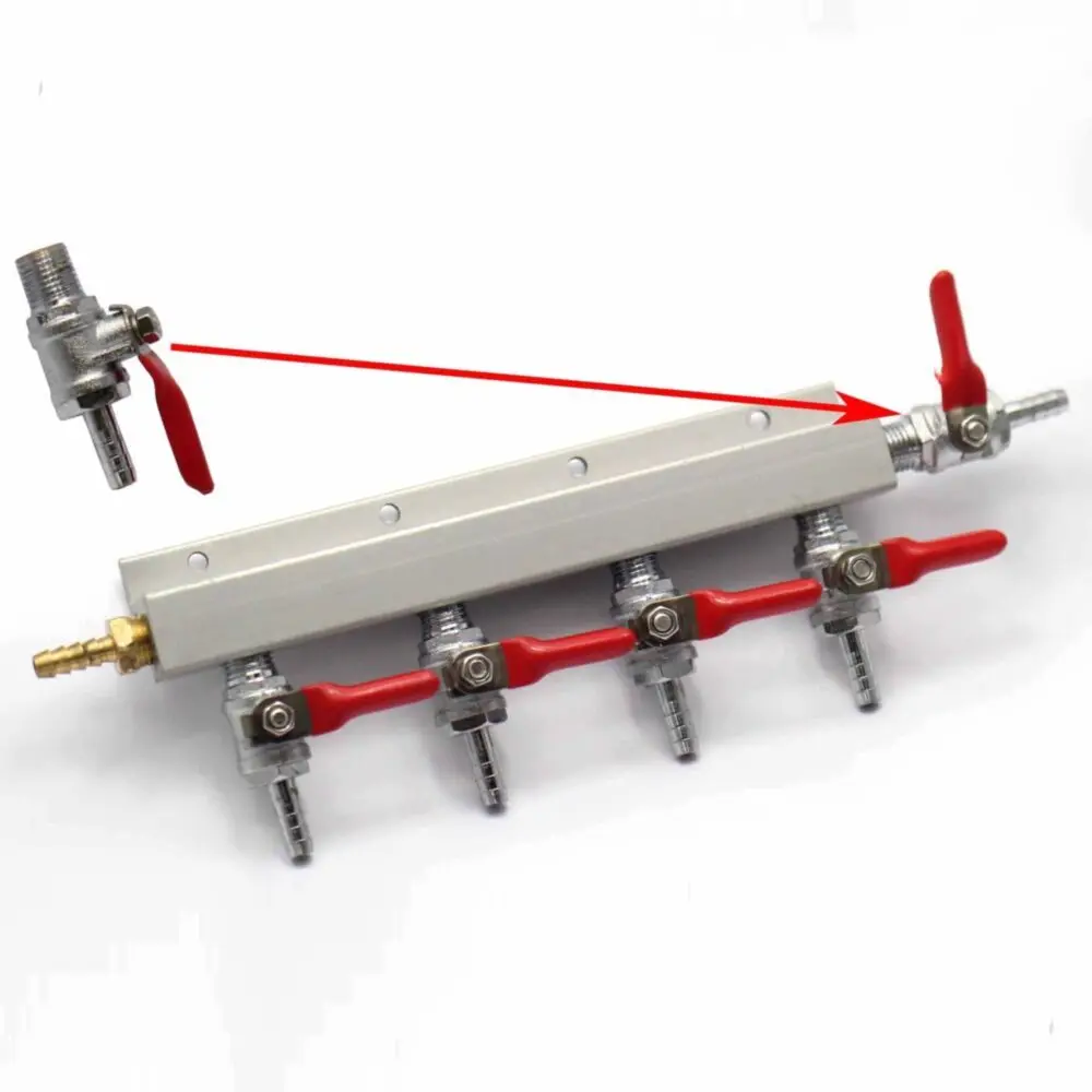 KegLand 6mm/8mm Barb/MFL Thread Gas Line Manifold Splitter 5 Ways Stainless Splitter Home Brewing