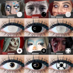 EYESHARE 2pcs Halloween Color Contacts Lenses for Eyes Cosplay Eyes Lens White Black Multicolored Lenses Yearly Beautiful Pupil