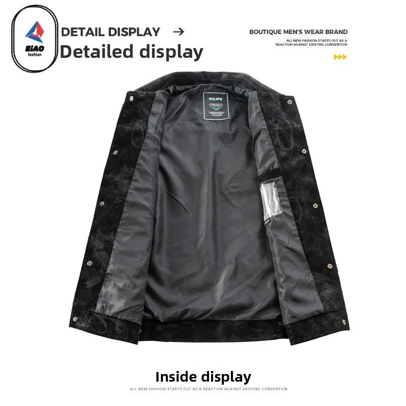 2025 ​ Jaket Kulit Suede Pria Musim Semi Musim Gugur Warna Solid Gaya Korea Mantel PU Kerah Tahan Angin Tahan Air Kasual Bisnis Luar Ruangan ​