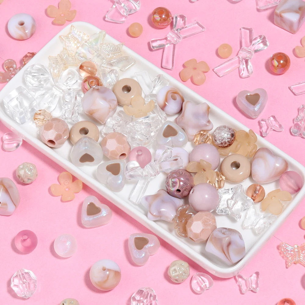 50g Colorful Heart Cube Bows Acrylic Beads Various Loose Beads For Jewelry Making DIY Girls Beading Necklace Bracelet Keychain view 5
