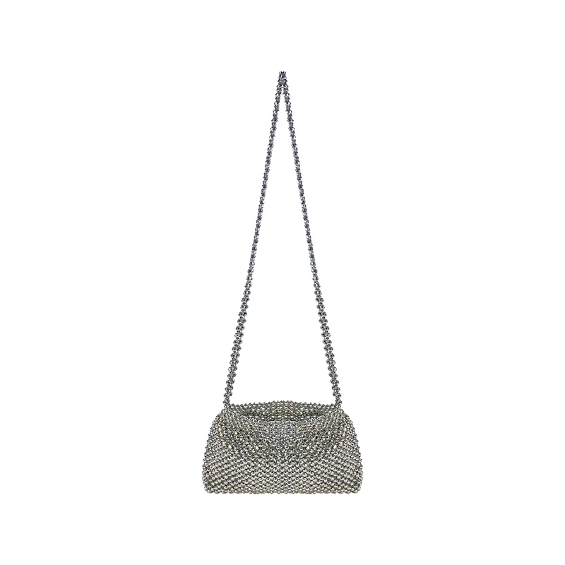 

Small niche design, light luxury trend, handmade bead bag, high-end sense, retro shiny woven chain women's crossbody bag