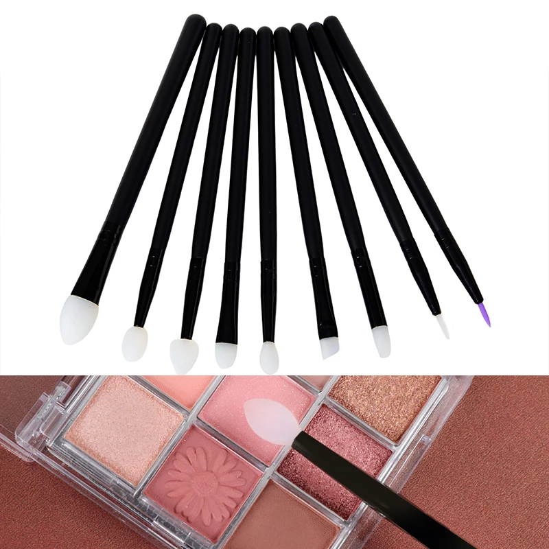 Pinceles de silicona suave para sombra de ojos y labios, brocha de maquillaje Facial, aplicador de delineador de ojos, base multifuncional, 1/9 piezas