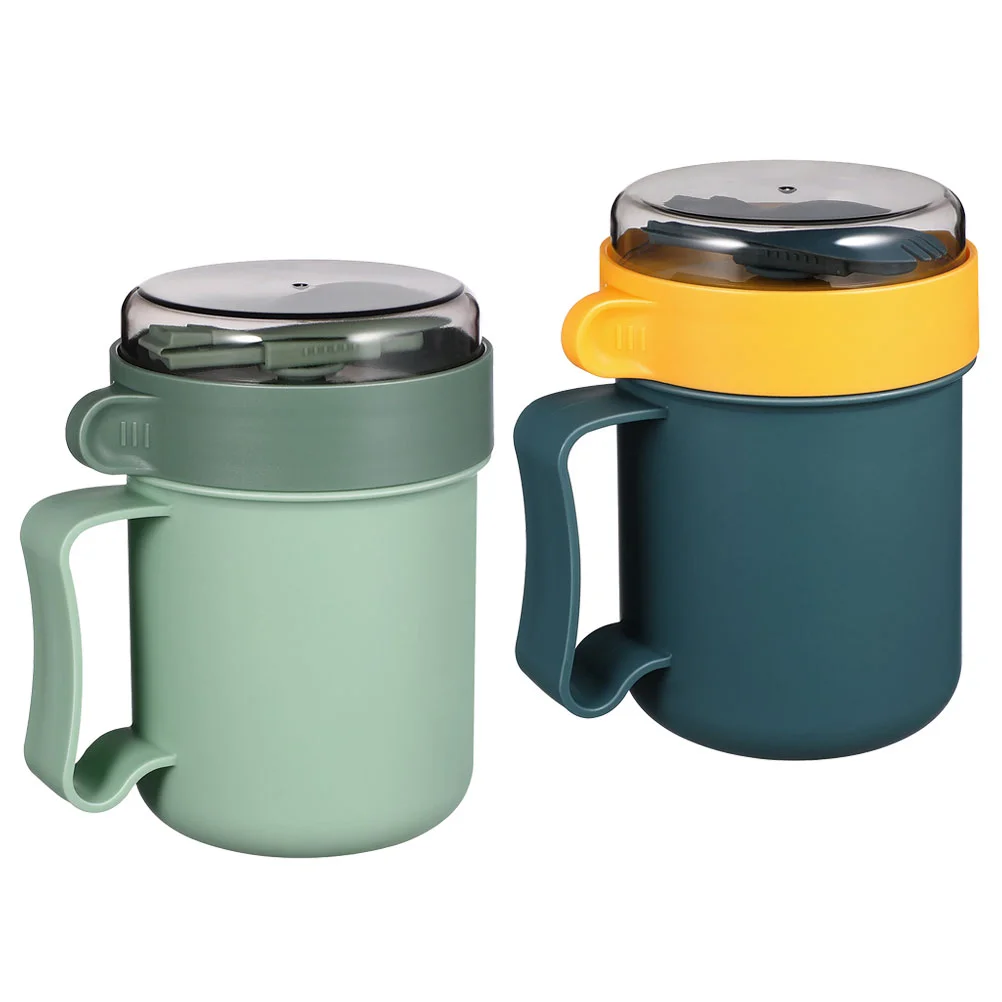 

2 Pcs Lunchbox Cereal Cup Breakfast Soup Cups Portable Container Micro-wave Oven Tea