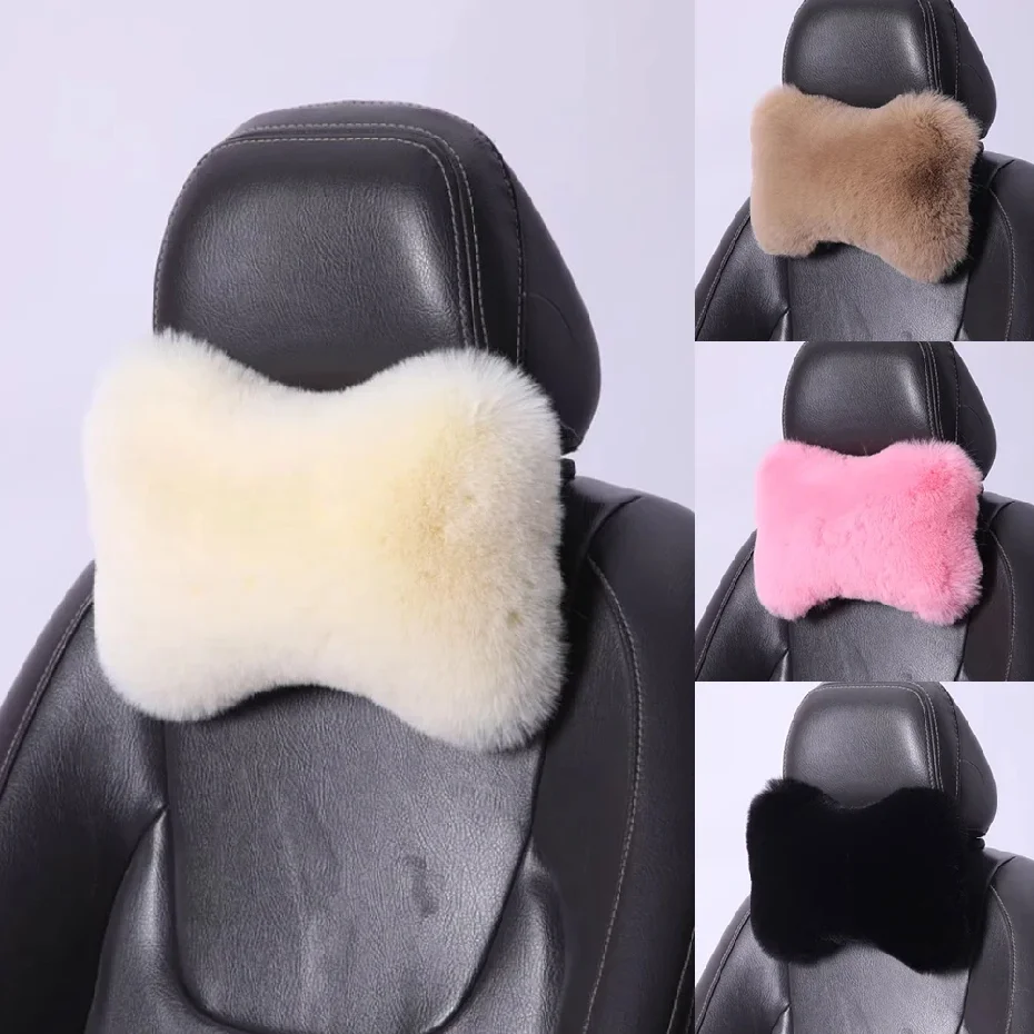 

Winter Car Seat Neck Rest Pillow Plush Car Headrest Plush Cushion Warmth and Comfort Universal Lumbar Pillow Support Accessories