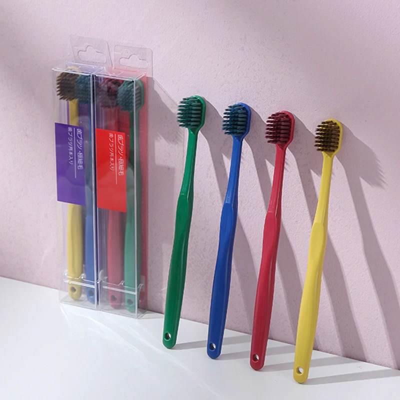 

2PCS Wide-headed Toothbrush Couple Japanese Series Soft-haired Toothbrush Small Plate Couple Toothbrush Oral Cleaning Tool