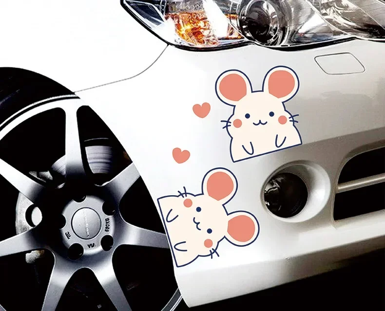 Car Sticker Cartoon Cute Panda and Cat Kawaii Decorative Stickers on Cars Car Body Patterns Covering Stickers Waterproof