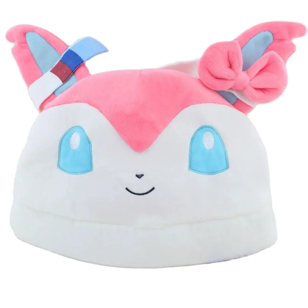 Pokemon Sylveon Fairy typ Eevee Cosplay Hat, Nintendo Switch Game Cap Cartoon Movie Character Plush Toy Caps Stuffed Hats