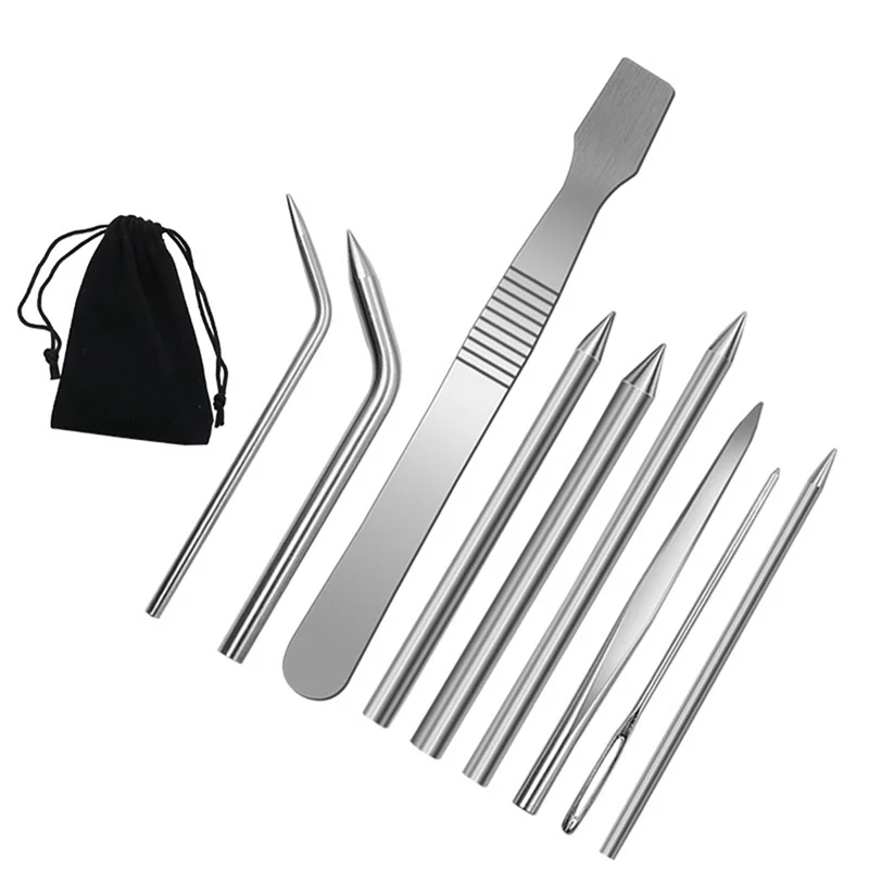 Juego de costura de Paracord plateado, aguja de cuerda de paraguas de acero inoxidable, accesorios de joyería DIY
