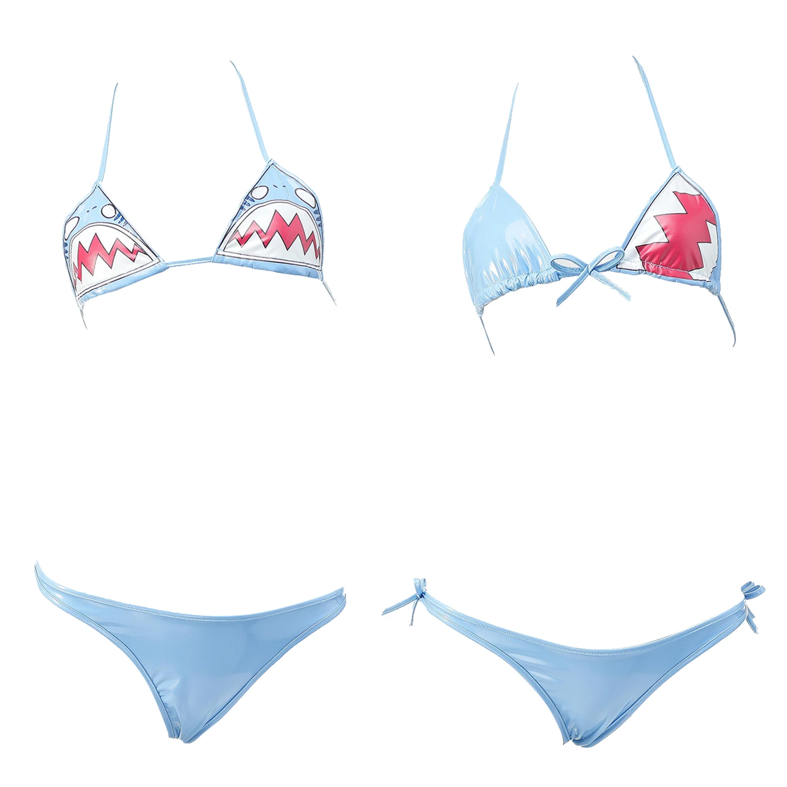 Women Sexy Bikini Set Shark Print Swimwear Bathing Suit Bra Top with Panties Female Minimal Coverage Swimsuit Lingerie Underwear