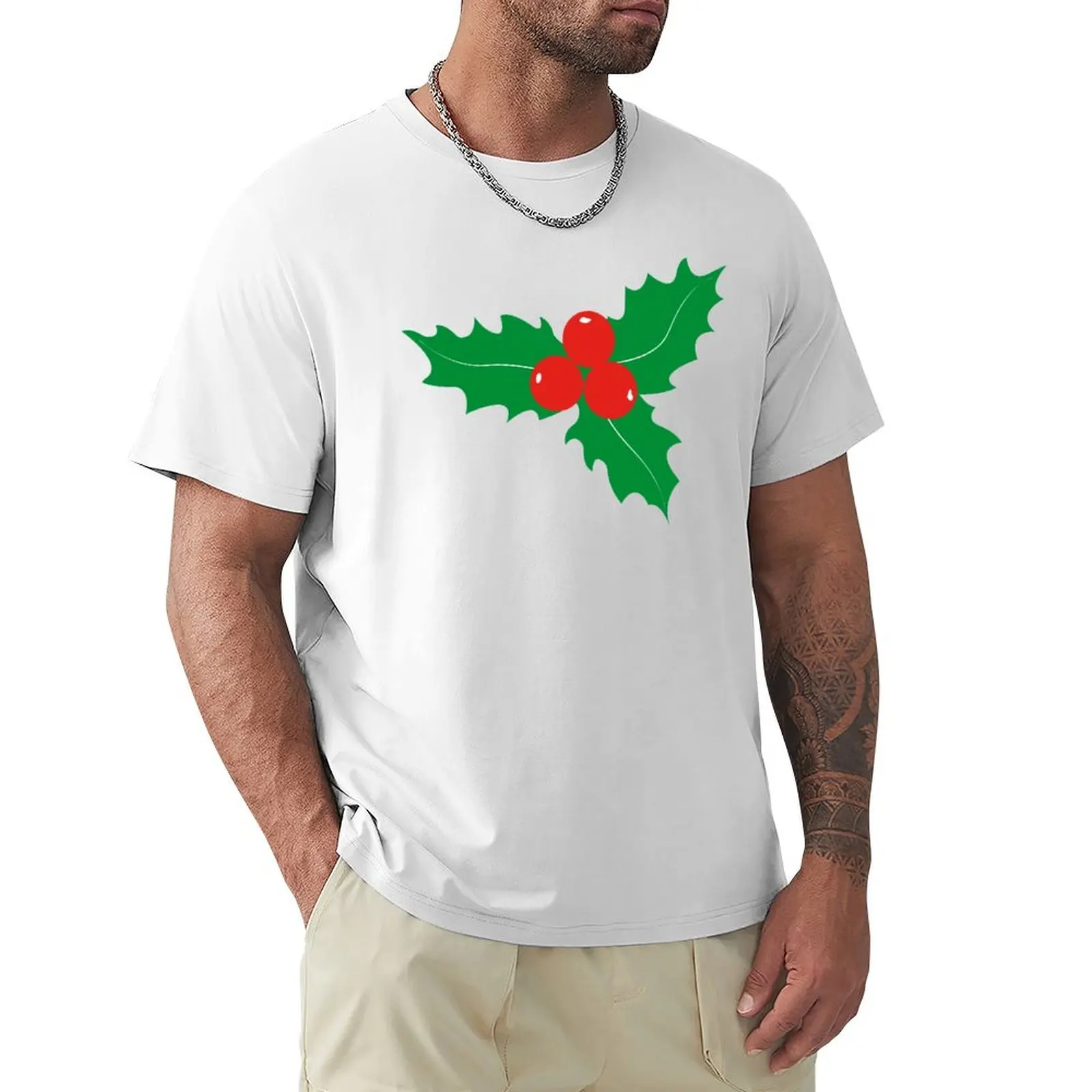 Christmas Holly, holly berry, mistletoe, christmas berries T-Shirt animal prinfor boys quick-drying funnys blacks men clothes