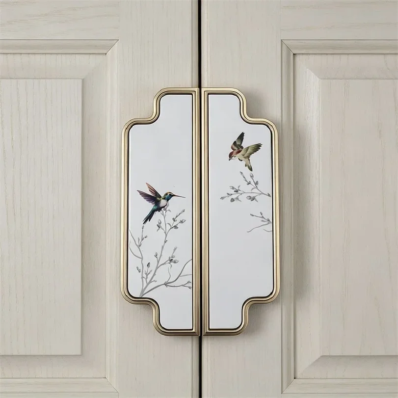 1 Pair Chinese Song-style Aesthetic Closet Door Pull Handle Elegant Drawer Knob Handles Cupboard Wardrobe Pulls For Home Decor