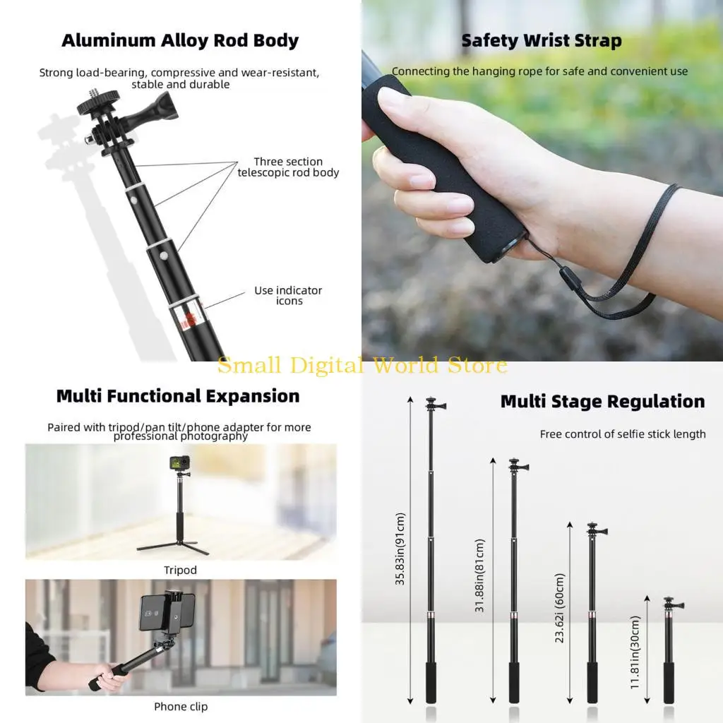 77UB Extended Poles Gimbal Cameras Extended Selfie Stick Handheld Stabilizer Holder Bracket Accessories for Pocket 3