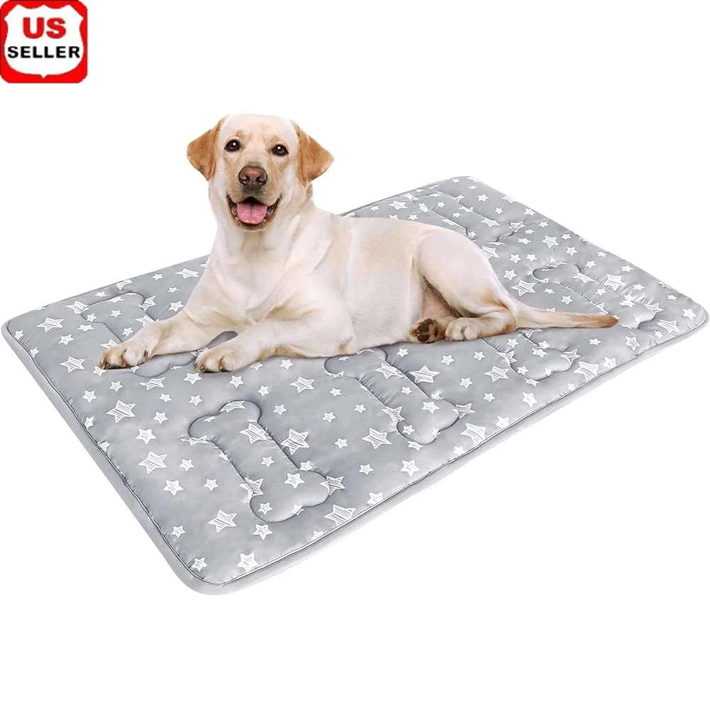 

Soft Dog Crate Bed Mat with Anti-Slip Bottom Machine Washable Pet Pad Cute Stars Personalized Kennel Cushion Durable Breathable