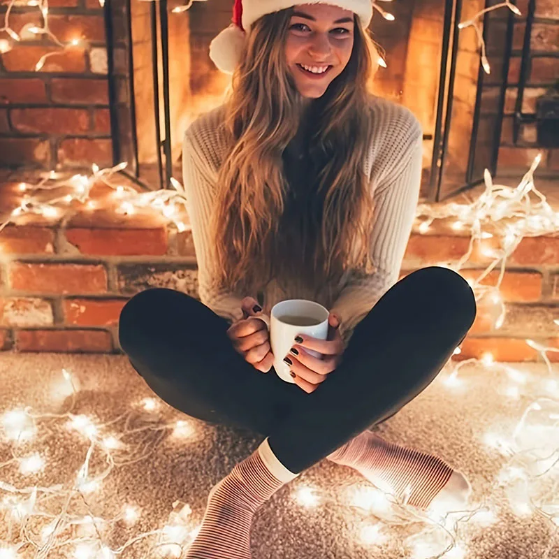 Leggings da donna in pile spesso invernale Collant termici a vita alta con controllo della pancia Leggings da donna in velluto elastico slim fit tinta unita