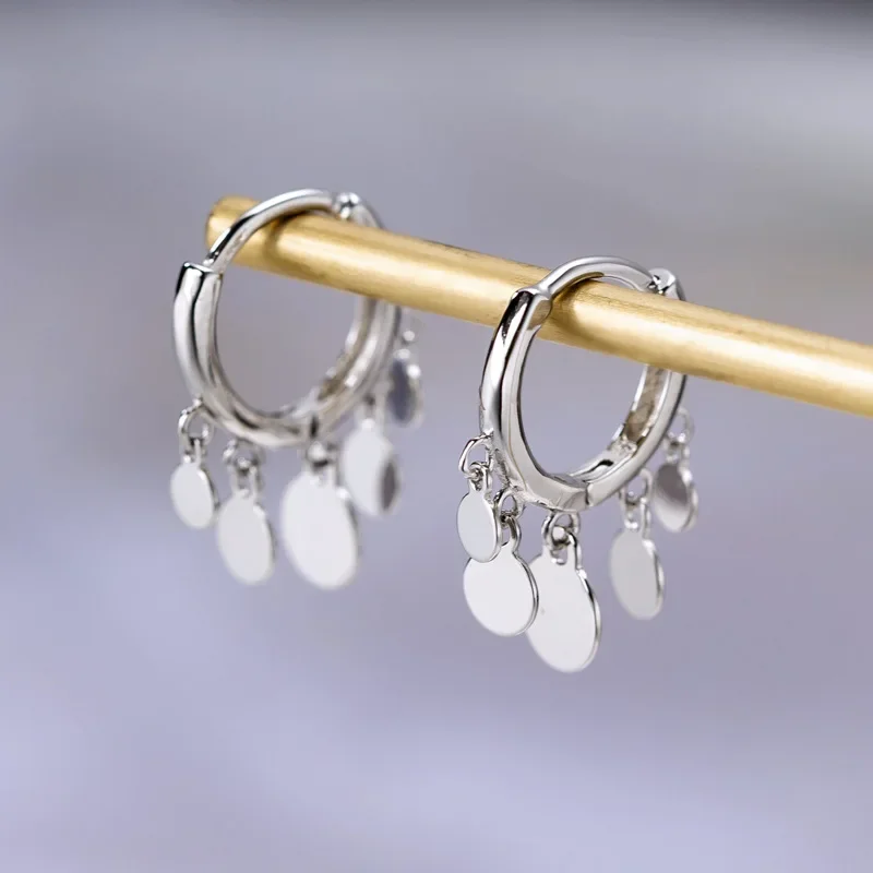 Ins Round Disc Tassel Earrings for Women Silver Color  Earrings Oorbellen Pendientes 2024 New Trendy