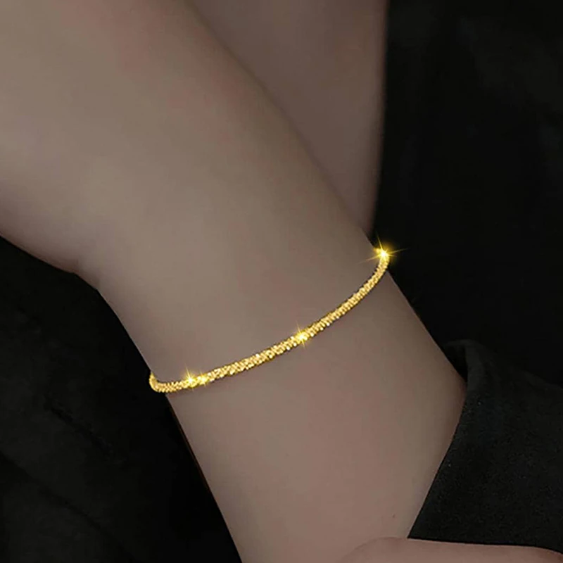 DW Fashion 925 Sterling Silver Plated 18k Gold Bracelet for Women Gift Engagement Wedding Basic Party Sparkling Fine Jewelry