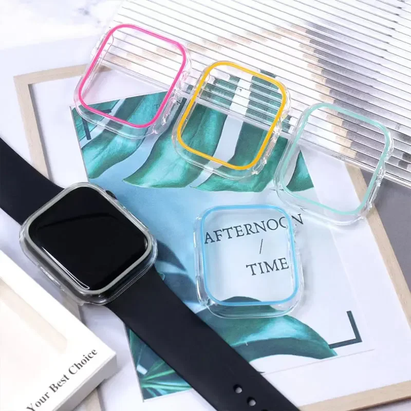 Penutup bercahaya untuk casing jam tangan Apple 45mm 44mm 41mm 40mm bingkai pelindung PC keras iWatch 8 7 6 5 4 3 SE Ultra 49mm Aksesori