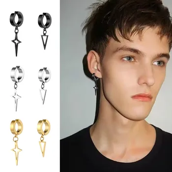 Cool Cold Wind Black Triangle Non Perforated Earrings, Hip Hop Style Cartilage Earrings,…