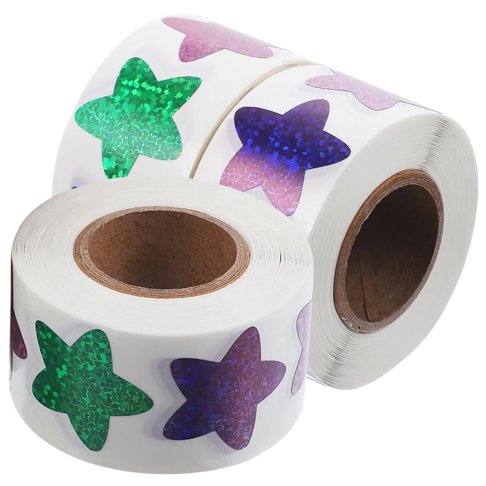 

Pentagram Shaped Stickers Decorative Reward Prints Bright Color Delicate Design Self-Adhesive Decals for School Home