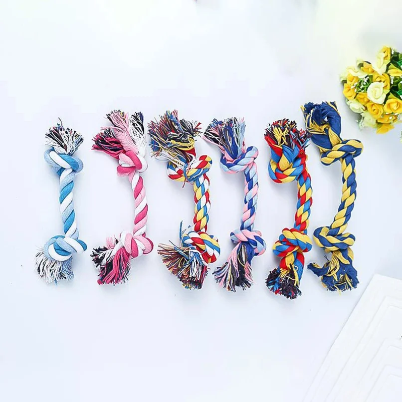 

Random Color Pet Dog Toy Bite Rope Double Knot Cotton Rope Funny Cat Toy Bite Resistant and Sharp Teeth Pet Supplies Puppy Toys