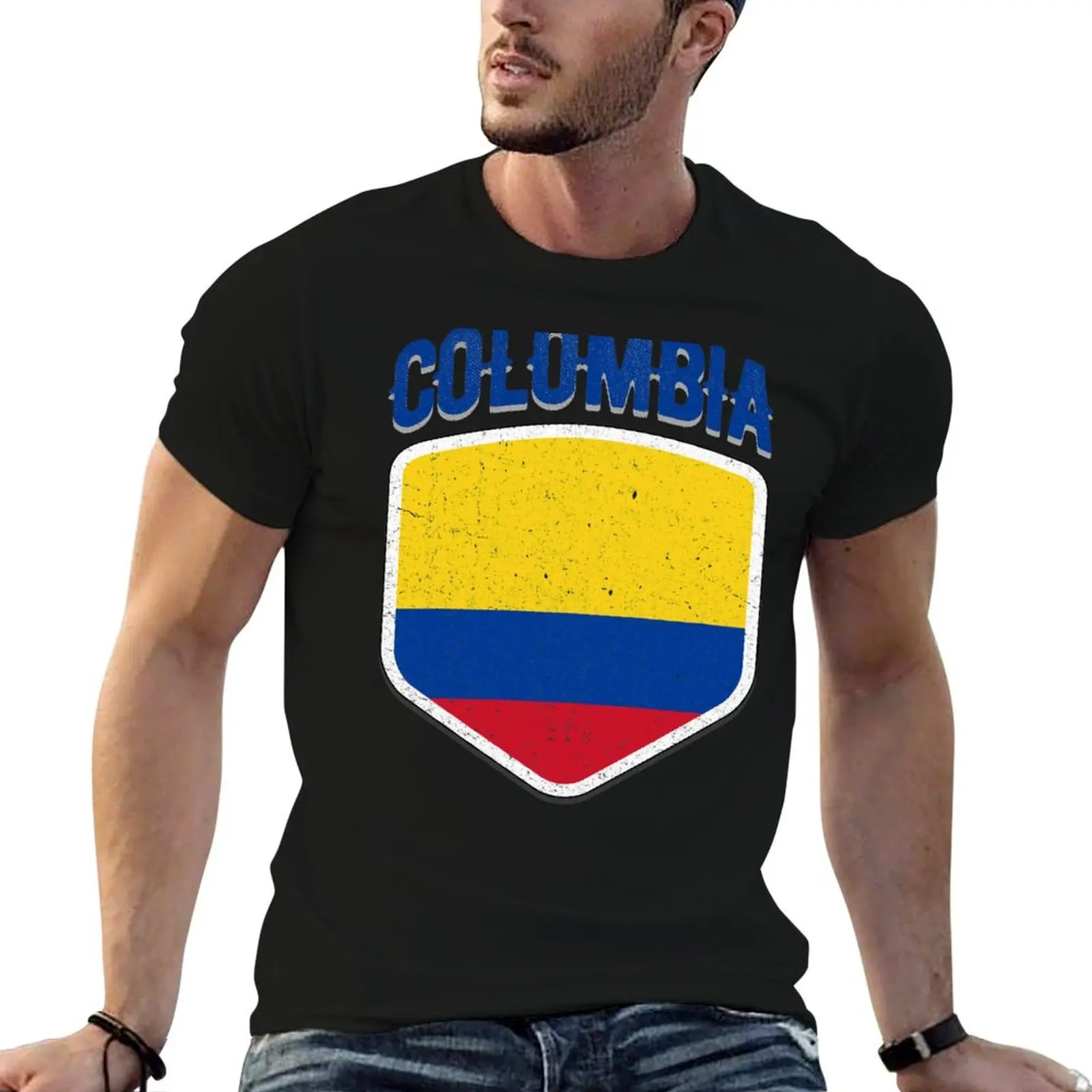 Colombia National Flag World Sport Stadium Fans T Shirt Supporter Jersey Football Cup TShirt T-Shirt t shirt man plain T-Shirt