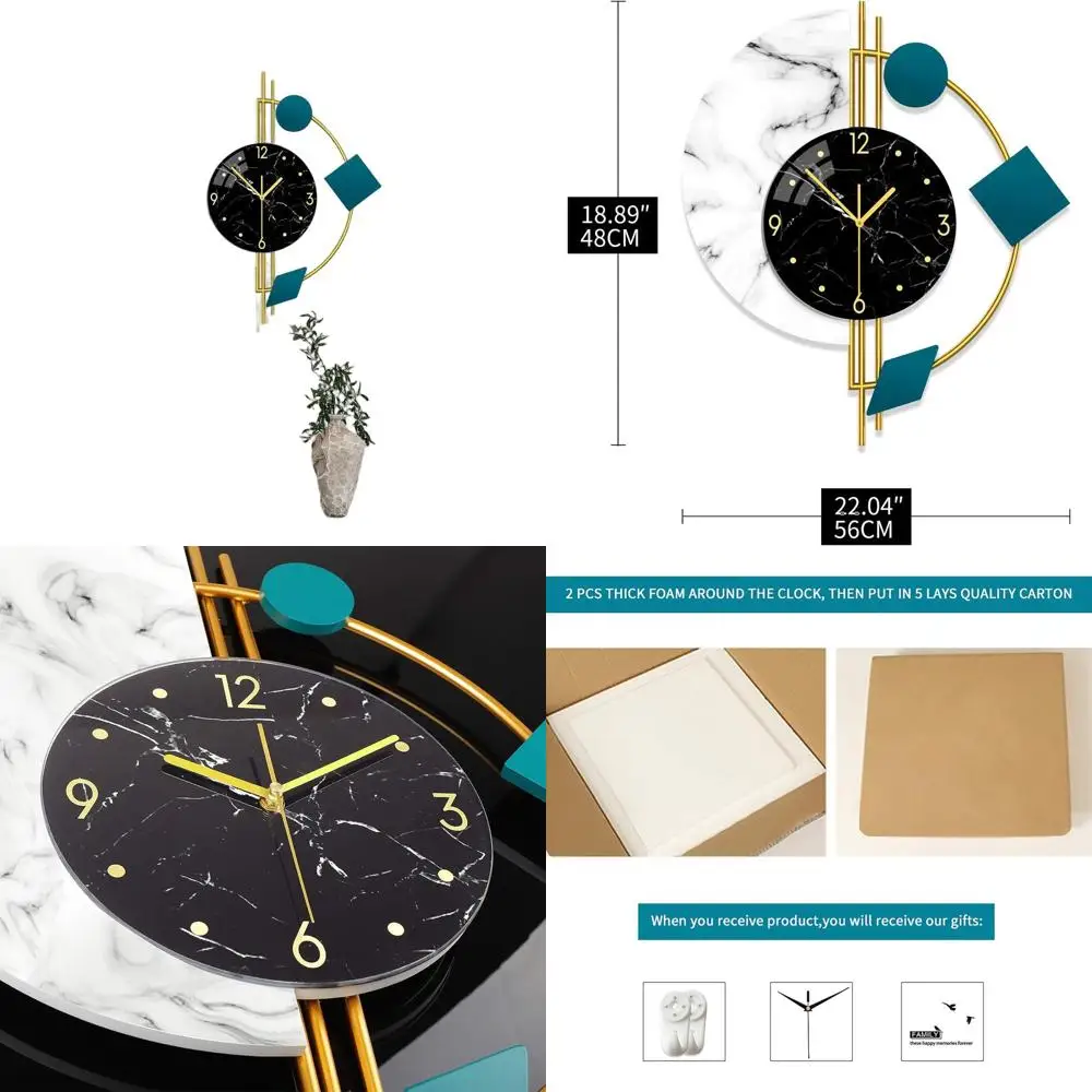 

Бесшумные настенные часы с батарейным питанием, 19x22 дюйма, дизайн из металла и стекла для домашнего декора