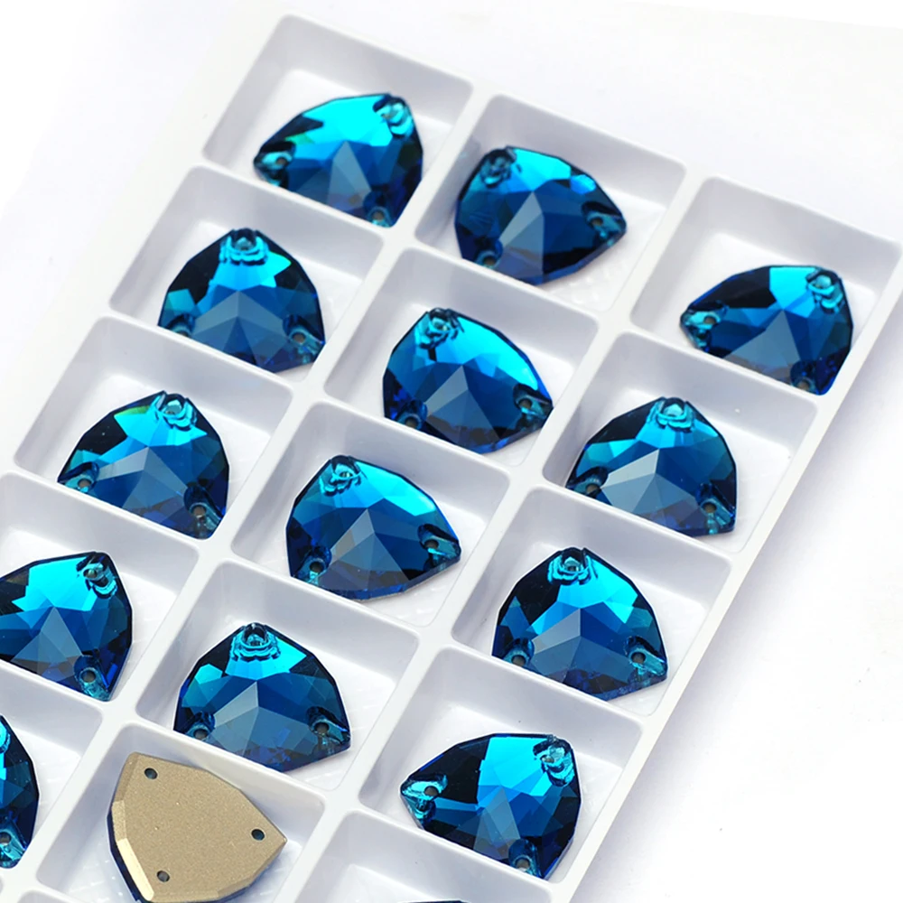 PUBRILEX Blauer Zirkon Rivoli Tropfen Kosmische Kristallsteine Flache Rückseite Strass zum Aufnähen für Kleidung, Kleider, Handarbeiten und Dekoration – Detail 13