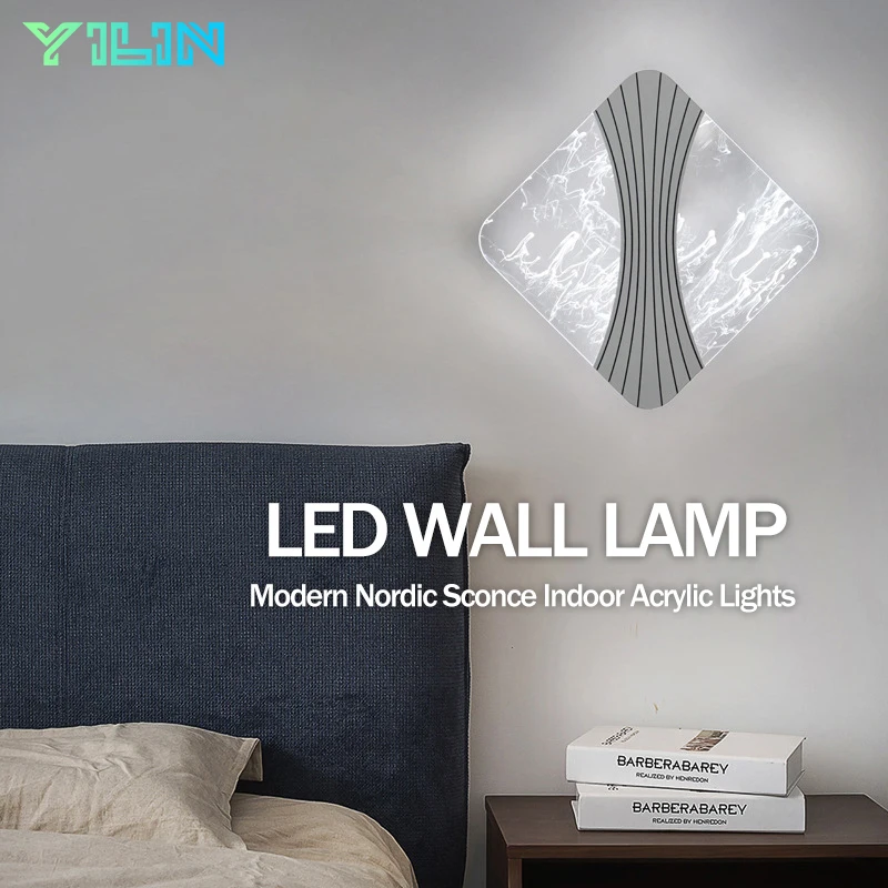 

Luxurious Acrylic LED Wall Lamp Modern LED Indoor Wall Light 8W Nordic Sconce Lamp Bedside Light Bedroom Living Room Decorate
