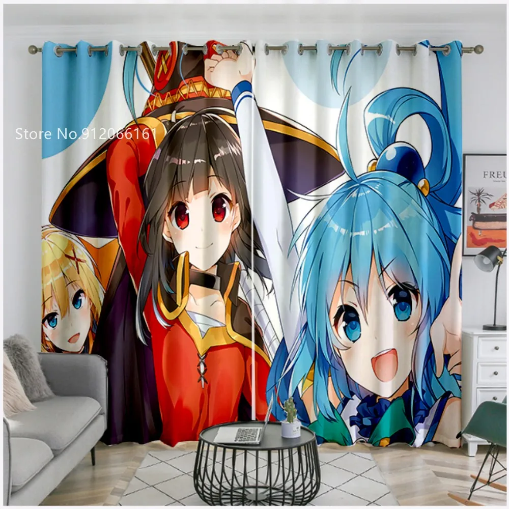 Blessing For The Colorful World Window Curtain 3D Print God’s Blessing On This Wonderful World! Window Drapes Anime Curtain