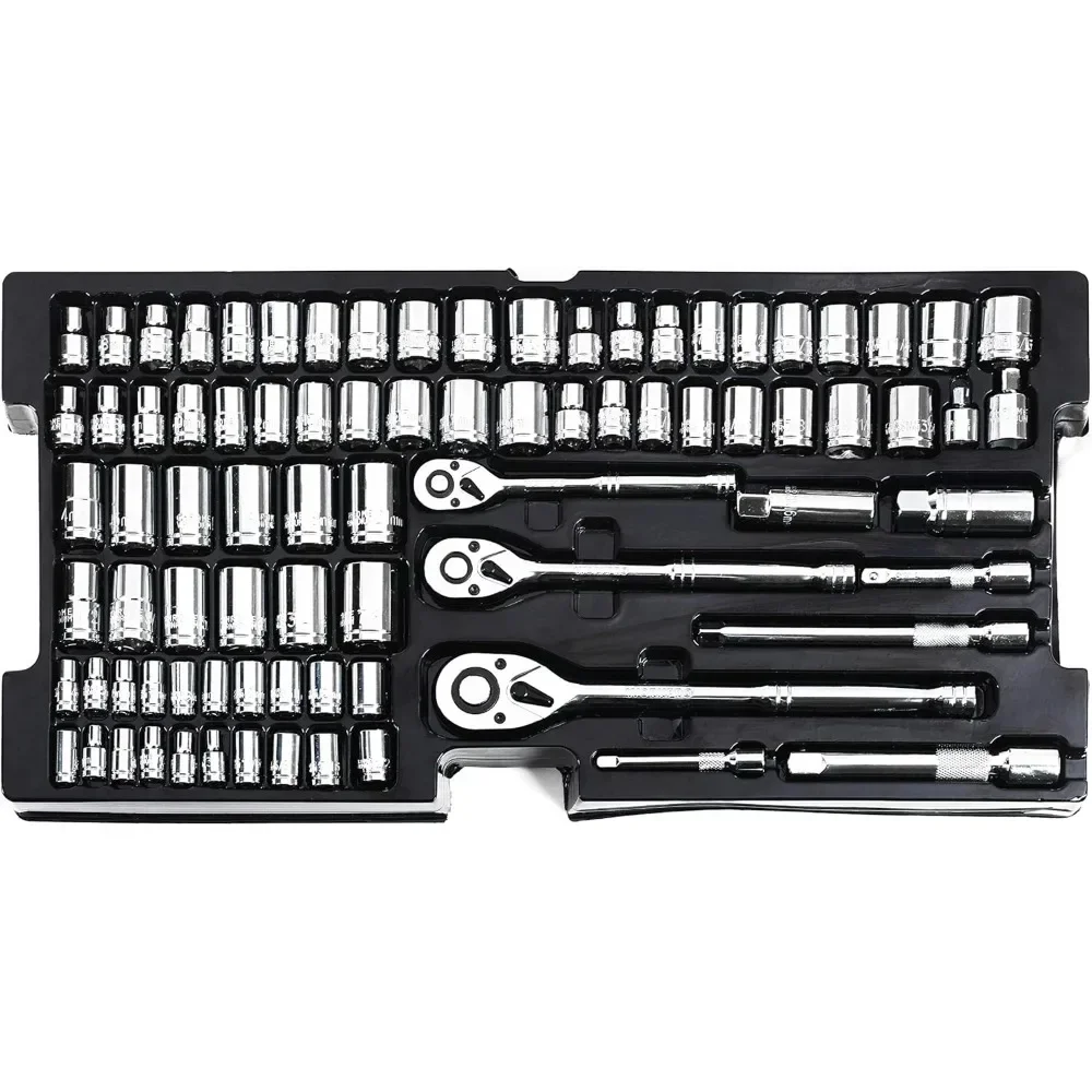 Ensemble d'outils de mécanicien, kit d'outils de réparation domestique général avec boîte en métal 3-MELrapDuty, 408 pièces