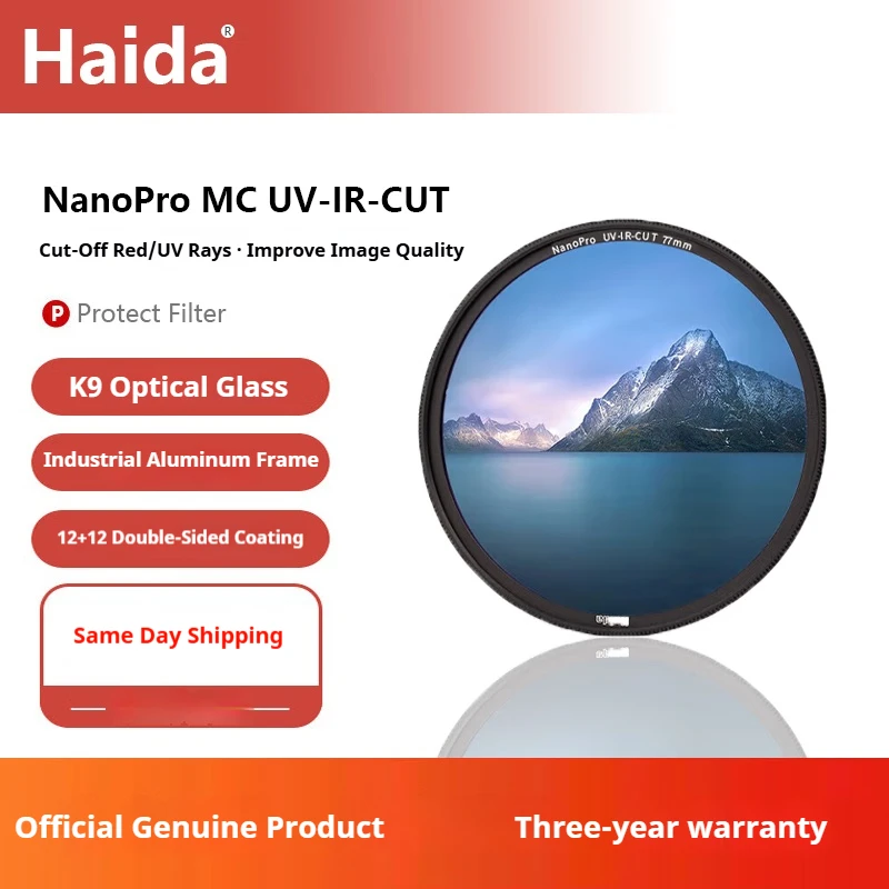 

Haida NanoPro UV-IR-Cut Coated UV Filter IR Dual-Cut Red/Anti-UV Protective Lens Ultra-Thin High-Definition Light Transmission