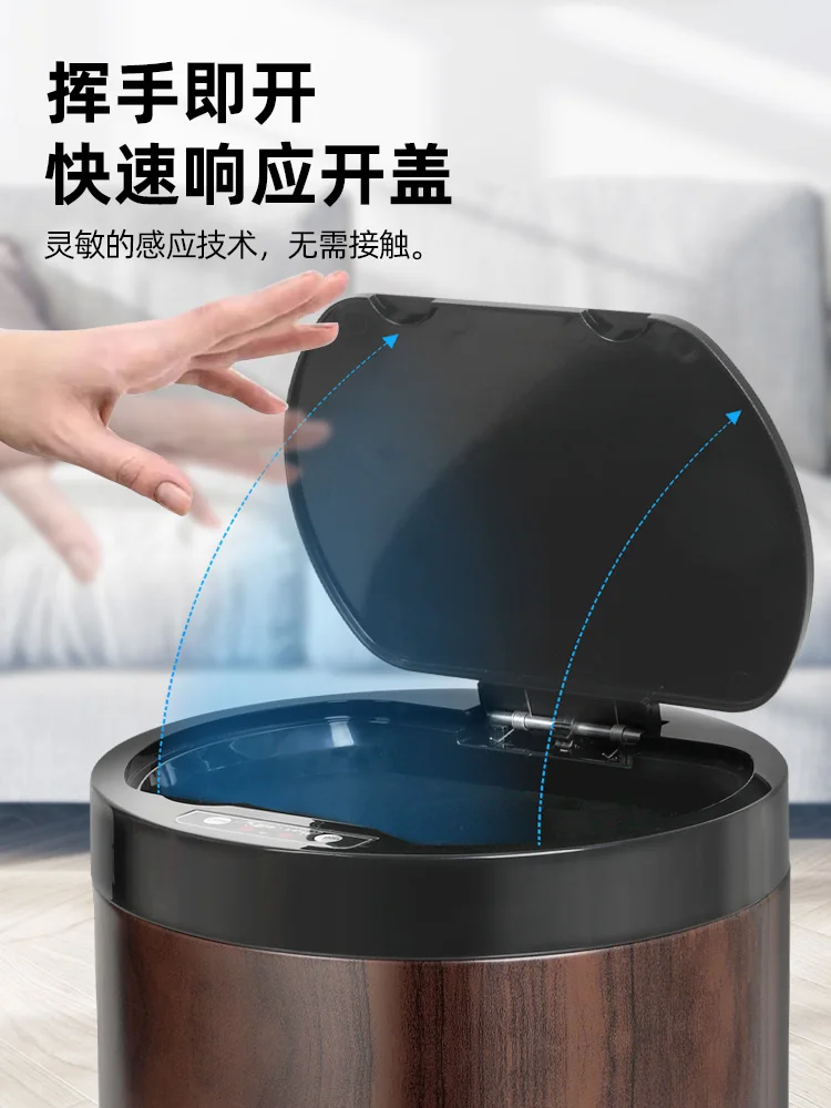 سلة المهملات التعريفي لغرفة المعيشة، حبوب خشبية عالية القيمة للمكتب #3