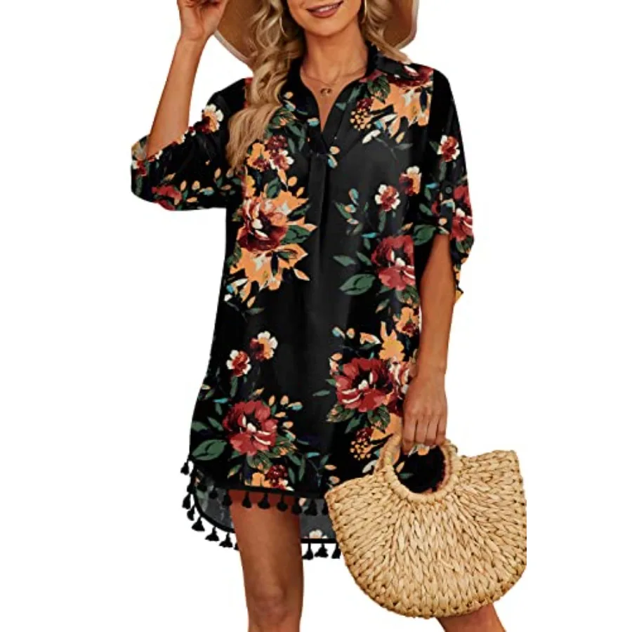 

Yincro Women Swimsuit Cover Up Shirt 2026 Tassel Beach Bathing Suit for Swimwear Bikini Dress