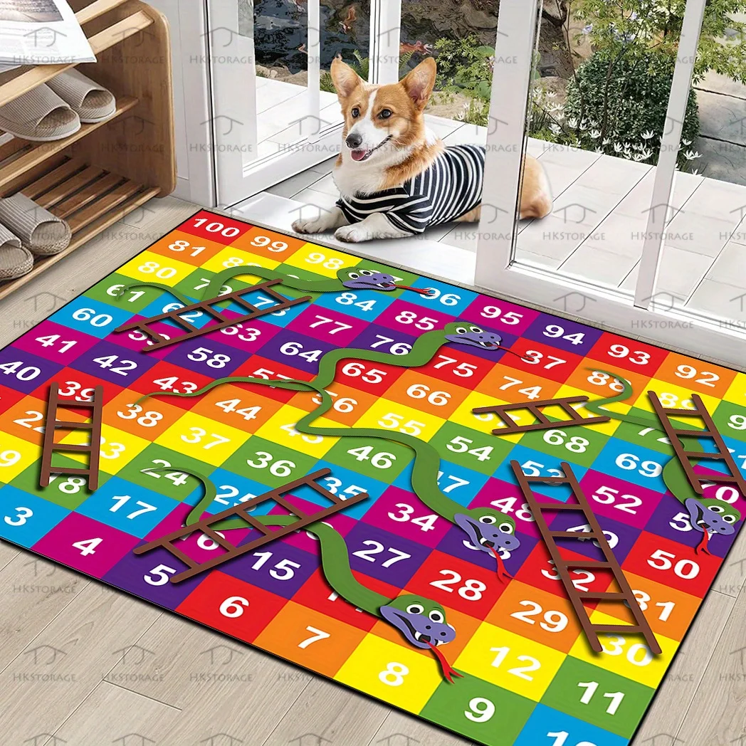VIKAMA Schlangenleiter Spielmatte Willkommen Fußmatte Wohnzimmer Teppich Eingang Weclome Bodenmatte Wohnzimmer Teppiche Küchenmatte Home Dec