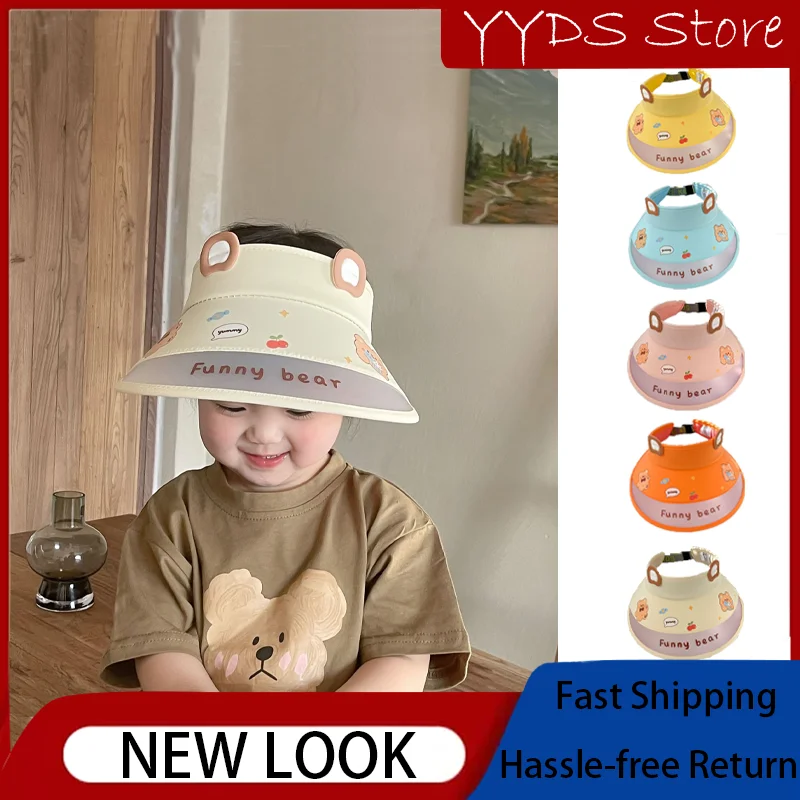 Kids Big Brim Empty Top Hat Changing Color Boy and Girl Outdoor Sun Hat Summer Baby Cartoon Sweet Sun Hat Baby Caps