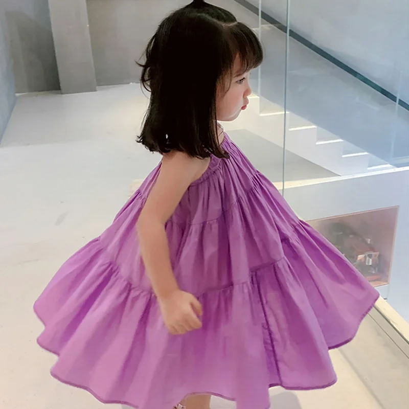 Girls Dresses Summer 2026 Korean Style Cool Casual Children'S Clothing Cake Princess Dress Baby Kids Suspender Beach Vestidos