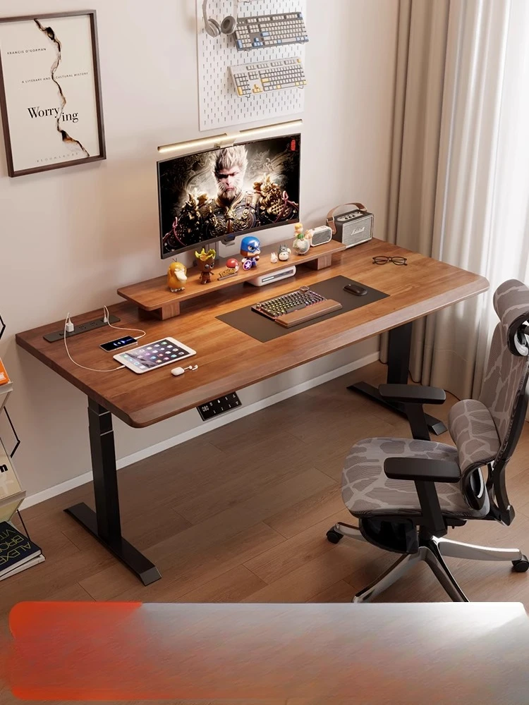 

2025 new computer desk solid wood electric lifting table e-sports room layout home desk desk