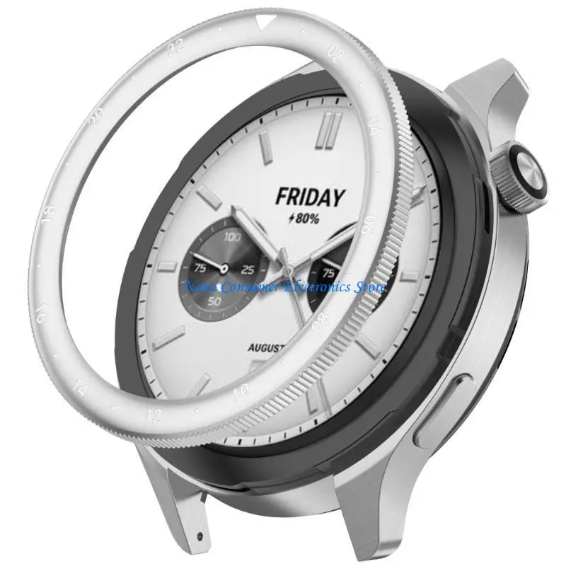 G7NE Elegant Metal Bezel with Included Tempered Glass Stylish Steel Bezel Quick Installation Suitable for 3/4 Smartwatches