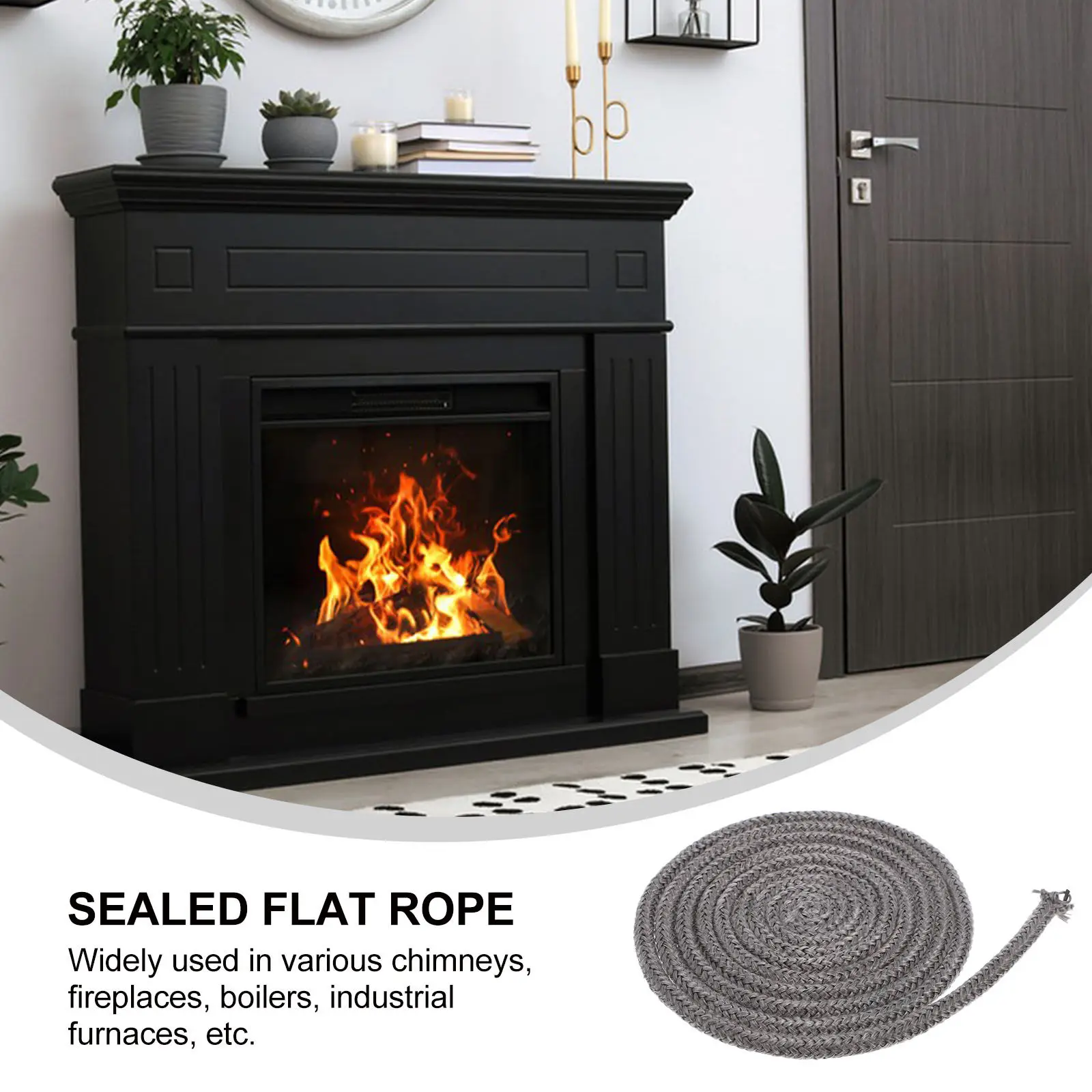 1 roll Fireplace Stove Wood Resistant Steel Halloween Christmas New Year Door Seal Stove Rope Fiberglass Stove Rope Seal