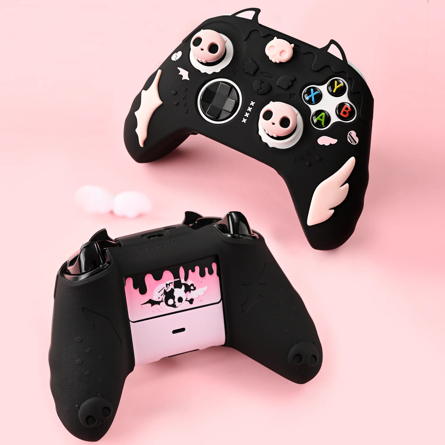 Protector suave de silicona con diseño de calavera dulce, pegatina de piel para Xbox Series X/S, funda para controlador de juego XSX XSS, tapa de agarre para pulgar