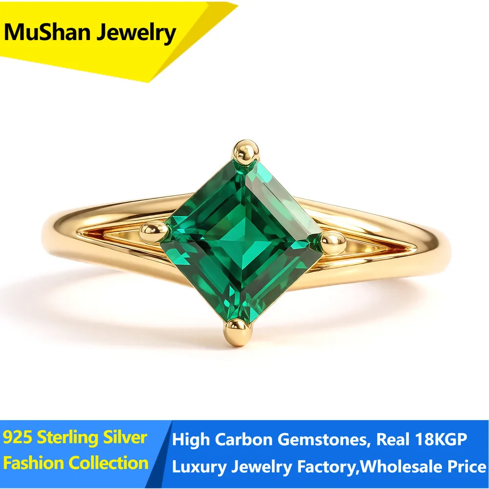 MuShan Jewelry Factory 925 Sterling Silver Rings Wedding Band for Women Certificate High Carbon Gemstones Ring s925 Fine Jewelry