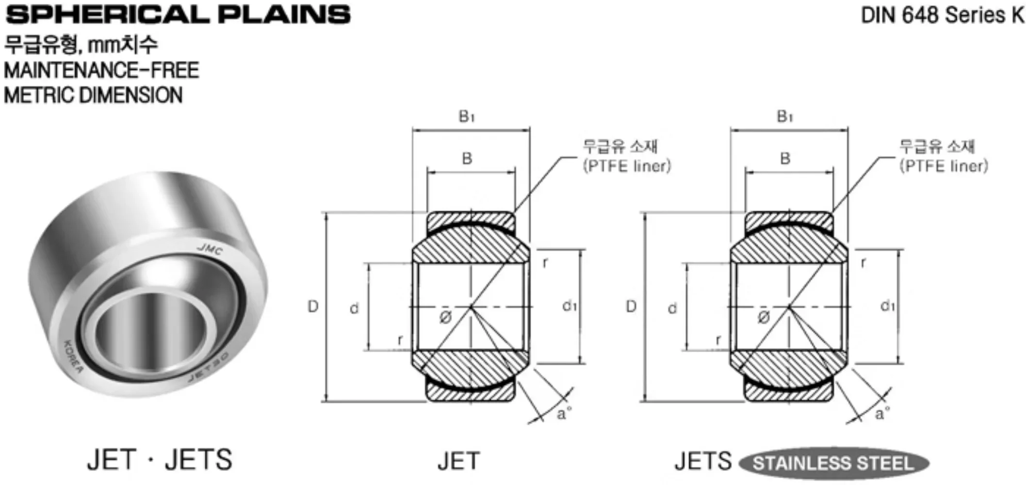 1pcs new Spherical Bearings JET5 6 8 10 12 14 16 18 20 22 25 30