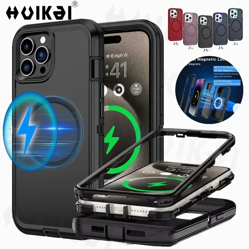 Case For iPhone 15 Pro Max 15 14 Pro Max iphone 16 Pro Max Heavy Duty Shock Absorption  Full Body Protective Silicone Rubber Cas