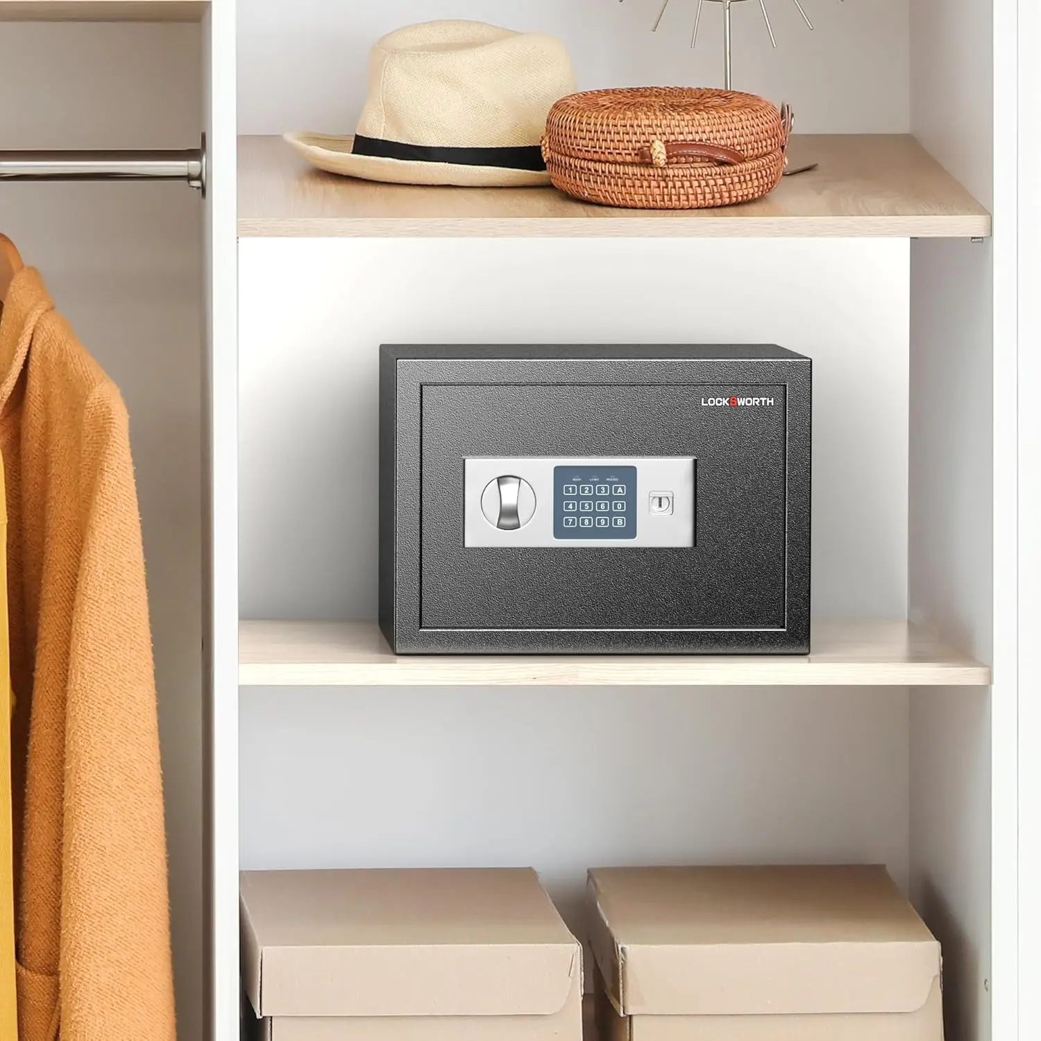 Compact Digital Security Safe Box for Money, Jewelry, Documents - 0.6 Cubic Feet, Easy Installation