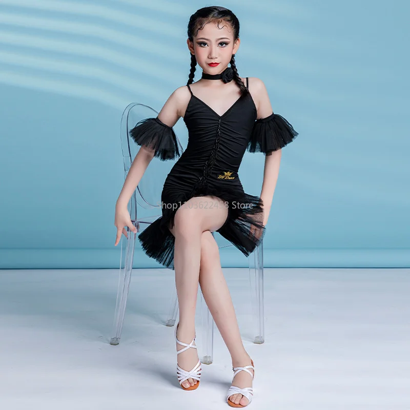 Frędzle Cha Cha Tango Latin Dance Dress Girls Samba Rumba Dance Costume Kids Dance Clothes Competition Ballroom Dresses Child