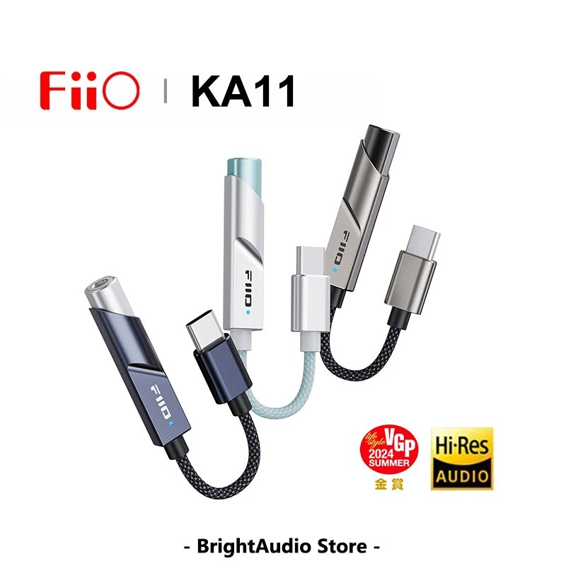 

FiiO JadeAudio KA11 USB DAC AMP Hi-Res Audio Type-C to 3.5mm Adapter USB Dongle DAD256 for Android iOS Phones