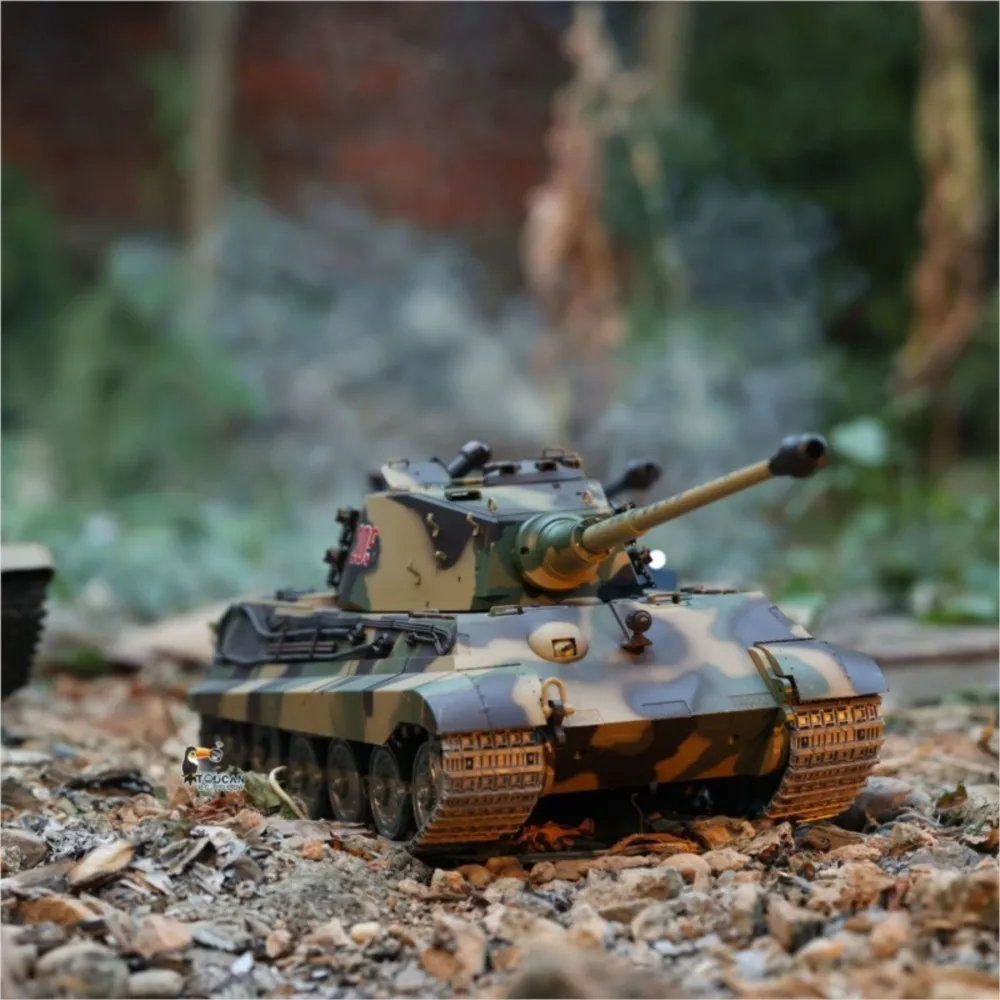 Vente américaine Henglong 1/16 7.0 personnalisé King Tiger RC réservoir 3888A roues en métal baril recul