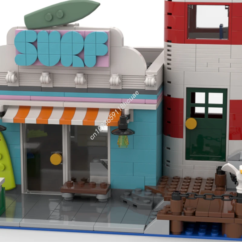 865 Uds. MOC faro y tablero tienda edificios modulares DIY proyecto de ingeniería bloques de construcción Ideal para jóvenes invernaderos