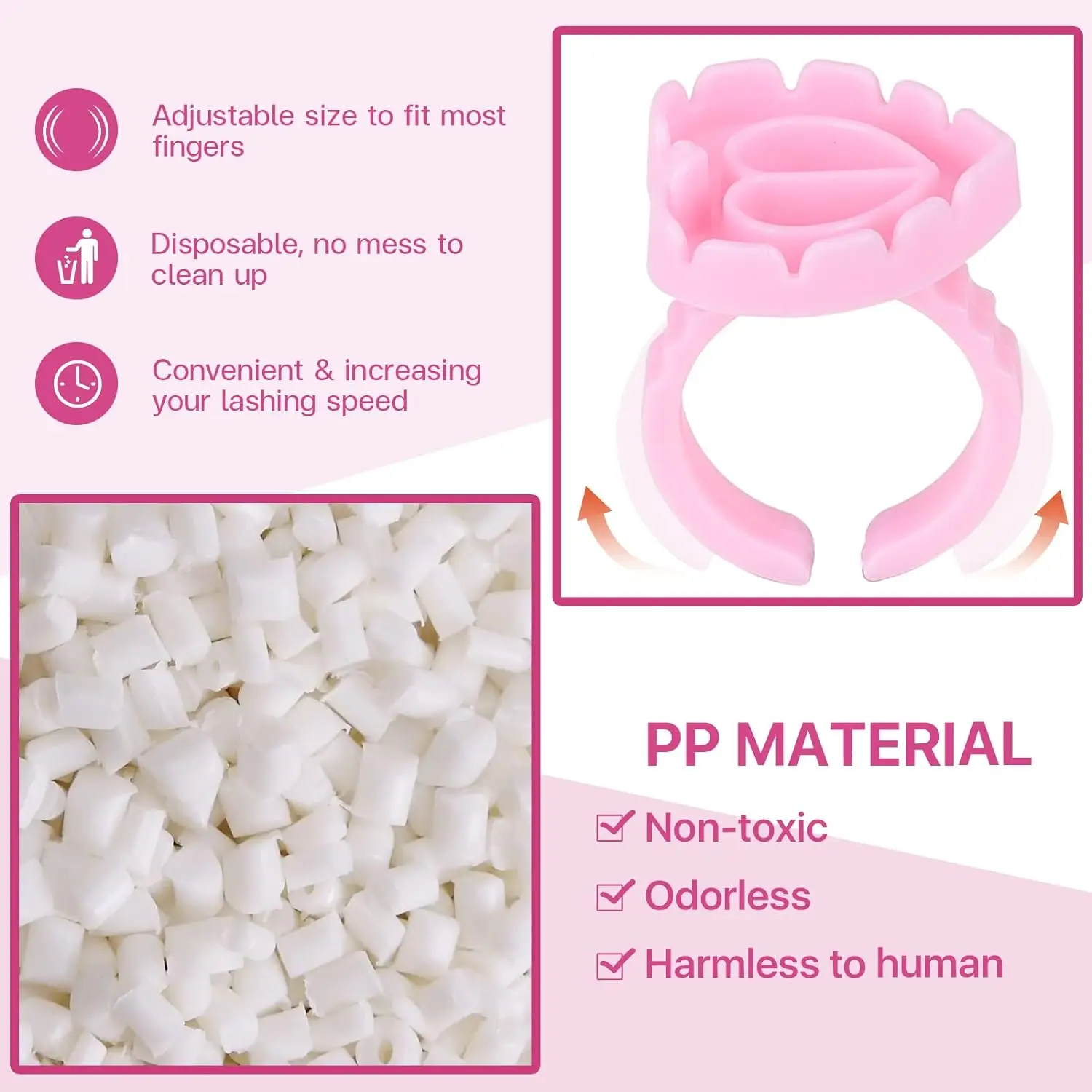 100 Uds. Anillo de pegamento de plástico desechable en forma de corazón, taza para extensión de pestañas, soporte para pigmento de tatuaje, paleta, suministros de maquillaje para pestañas, herramientas