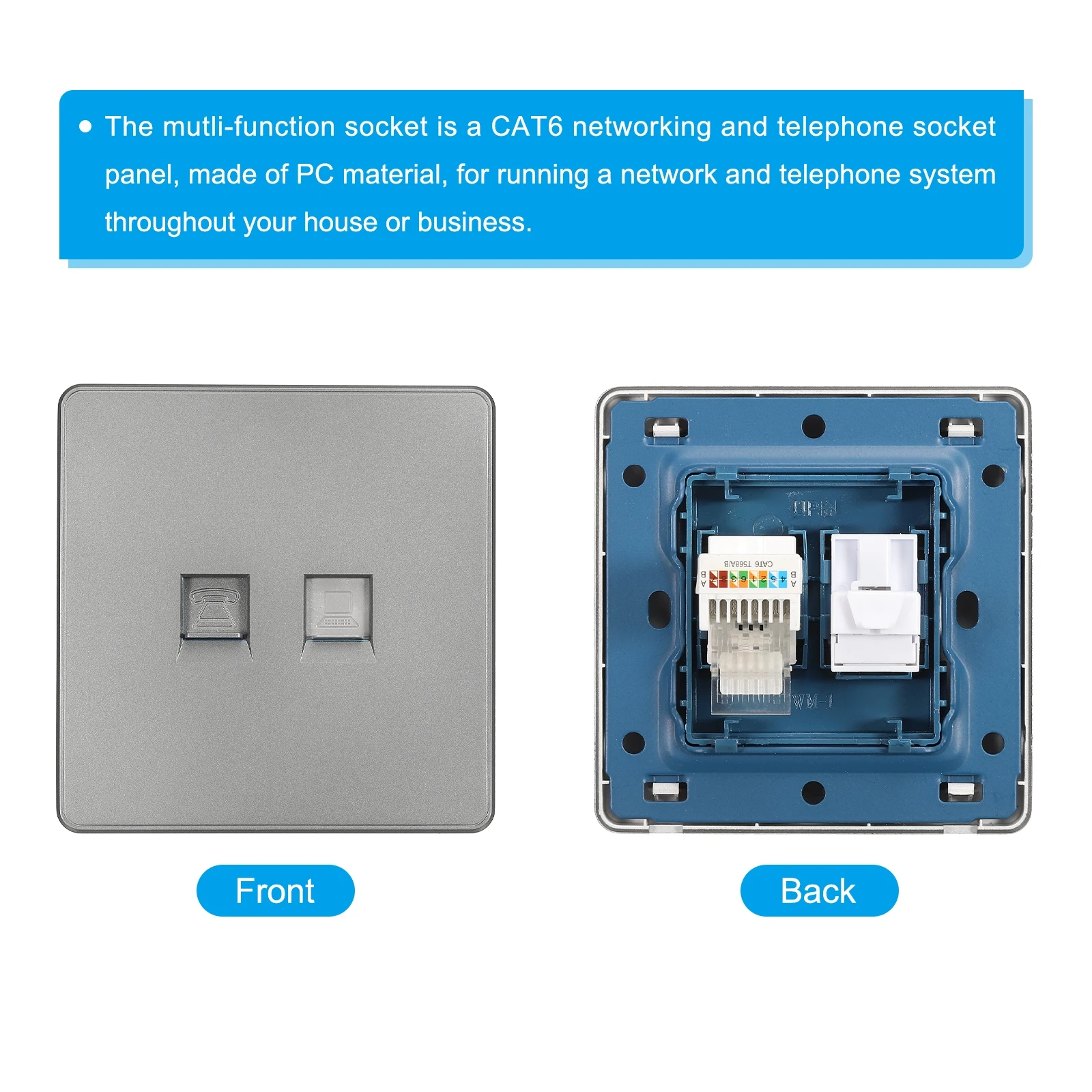 UXCELL 2Set RJ45 CAT6 Socket Telephone Wall Plate CAT6 Networking And Telephone Socket Panel for Home Office
